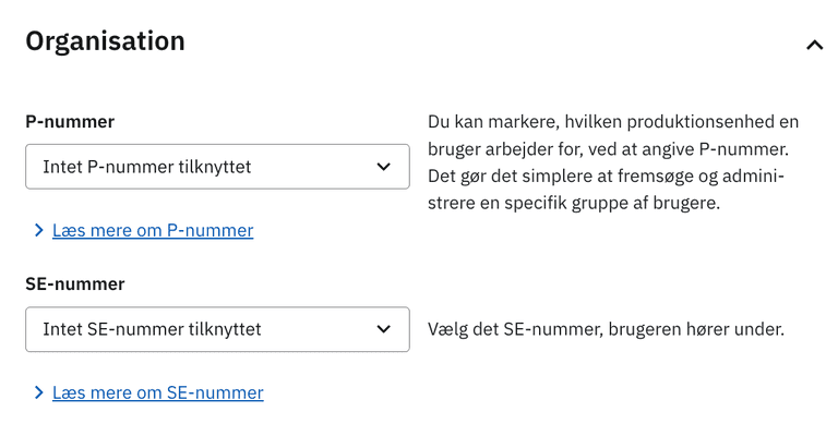 Add P- and SE- numbers to users